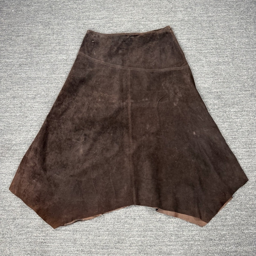 Vintage 90s Provence dAmour Brown Suede Leather Skirt 12 Midi Boho Western